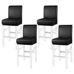 Waterproof Bar Stool Covers Counter Short Back Chair 4pcs Black